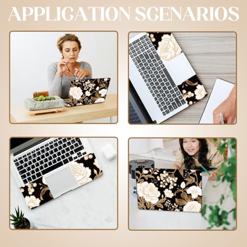 SUPERDANT Laptop Skin Sticker Flower Laptop Decals Personalized Universal Notebook Computer Wrap Vinyl Skin Stickers Cover Art Decal Removable 12-15.6 Inch Waterproof Gifts Black White - color: Black+White