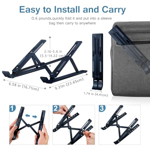 ivoler Laptop Stand, Laptop Holder Riser Computer Tablet Stand, 6 Angles Adjustable Aluminum Ergonomic Foldable Portable Desktop Holder Compatible with MacBook,iPad 10-15.6” Midnight Blue - color: E-Midnight Blue