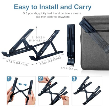 ivoler Laptop Stand, Laptop Holder Riser Computer Tablet Stand, 6 Angles Adjustable Aluminum Ergonomic Foldable Portable Desktop Holder Compatible with MacBook,iPad 10-15.6” Midnight Blue - color: E-Midnight Blue