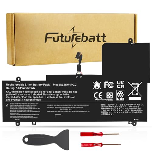 Futurebatt L15L4PC2 L15M4PC2 Battery Relacement for Lenovo Ideapad Yoga 710-11 710-14IKB 710-14ISK 710-15IKB 710-15ISK 710-151KB 710-14ISK-IFI 710-14ISK-ISE Series Notebook 5B10K90802 5B10K90778 - size: L15M4PC2 12.60 6.69 1.18