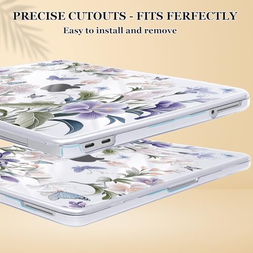for MacBook Neo 13 inch Case 2026 A3404 with A18 Pro Chip, Anti-Scratch Slim Pattern Plastic Hard Shell Case 13-inch Neo Protective Cover with Keyboard Cover & Screen Film, Purple Flowers - color: Purple Flowers