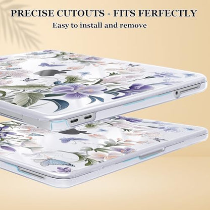 for MacBook Neo 13 inch Case 2026 A3404 with A18 Pro Chip, Anti-Scratch Slim Pattern Plastic Hard Shell Case 13-inch Neo Protective Cover with Keyboard Cover & Screen Film, Purple Flowers - color: Purple Flowers