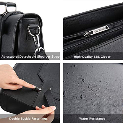 ECOSUSI Laptop Messenger Bag Women Briefcase 15.6 inch Laptop Satchel Handbags - color: Black