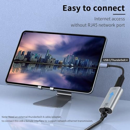 USB C to RJ45 Ethernet Adapter Gigabit, RJ45 Female to USB C Female, Up to 1000/100/10Mbps Ethernet LAN Network Adapter Compatible for iPad, MacBook Pro
