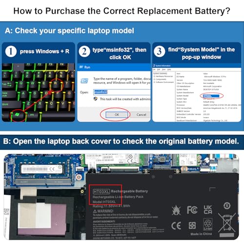 Futurebatt HT03XL L11119-855 Laptop Battery for HP 240 245 250 255 G7 340 348 G5 HP Pavilion 14-CE 14-CF 14-DF 15-CS 15-CW 15-CU 15-DA 15-DB 15-DW 17-by 17-CA HSTNN-LB8M L11421-542 - size: HT03XL 8.94, 4.96, 0.71in