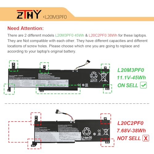 L19C3PF1 L19M3PF1 Laptop Battery for Lenovo ThinkBook 14-IIL 14-IML 15-IIL | 15-IML, ThinkBook 14 15 2020 G1 Gen 1 Series L19C3PF9 L19D3PF1 L19D3PF2 L19L3PF1 L19L3PF8 L19M3PF2 11.4V 45Wh - size: 12.2*3.5*0.24 inch L20M3PF0