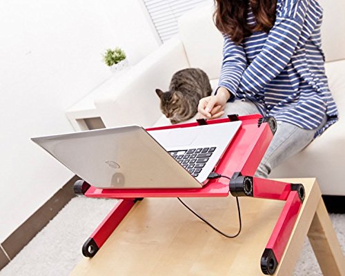 Adjustable Laptop Computer Lap Desk Portable Multifunctional Cooling Ergonomic Vented Table TV Bed Tray Stand Mount Holder(480 * 260mm, Pink) - color: Pink, size: 480*260mm (Standard)