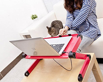 Adjustable Laptop Computer Lap Desk Portable Multifunctional Cooling Ergonomic Vented Table TV Bed Tray Stand Mount Holder(480 * 260mm, Pink) - color: Pink, size: 480*260mm (Standard)