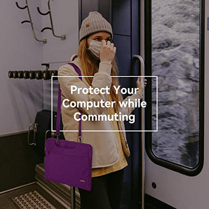 Voova 15.6-15 Inch Laptop Sleeve with Handle, MacBook Sleeve, Purple | Splash-proof 15.6-inch laptop sleeve with handle and removable strap; fits notebooks and MacBook Pro for daily commute - color: Purple, size: 14-15.6In & 2019 New Macbook Pro 16 Inch