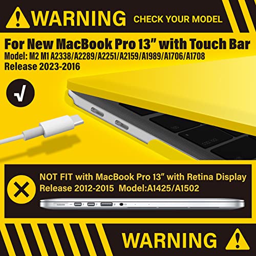 IBENZER Compatible with MacBook Pro 13 Inch Case M2 M1 2026 2025 2024 2023 2022 A2338 A2289 A2251 A2159 A1989 A1706 A1708, Hard Shell Case & Keyboard Cover for Mac Pro 13, Yellow, T13YW+1 - color: Yellow