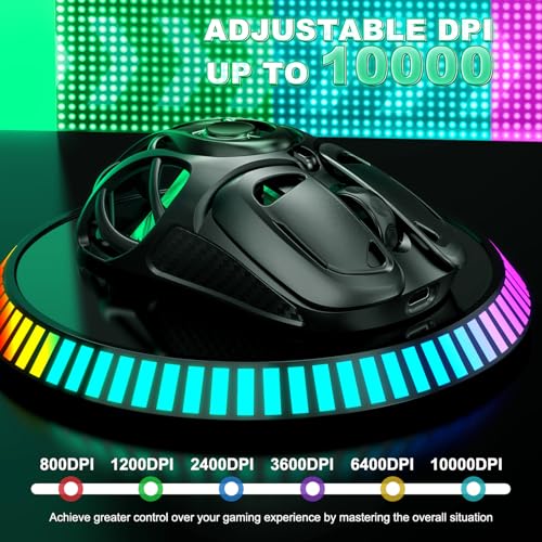 YPBDAN Tri-Mode Wireless Gaming Mouse with RGB, 10000 DPI | 2.4G/USB-C/Bluetooth 5.3 Mouse, 60H Battery, Ultra-Light Ergonomic Rechargeable Design for PC Mac Laptop