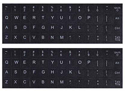 English Keyboard Stickers, 2 Pack Replacement Keyboard Letters Sticker with White Font on Black Background Universal for Computer Laptop Desktop, Matte Alphabet Stickers - color: English