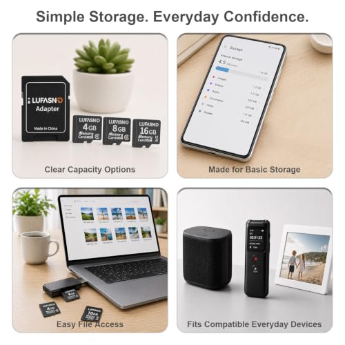 5-Pack 4GB Micro SD Cards with Adapter, Class 6 Mini Flash Memory Cards, Reliable Storage for Garmin GPS, Kindle Fire E-Reader, MP3 Player, Voice Recorder, Retro DS Game Console - size: 4G-5Pack
