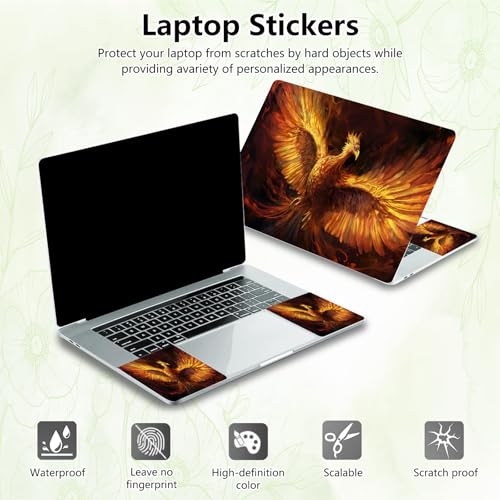 Laptop Skin Sticker Decal, Universal Reusable Vinyl Laptop Cover for 12" 13" 13.3" 14" 15" 15.4" 15.6" Notebook PC, Waterproof Scratch-Resistant with 2 Wrist Pads, Easy to Apply & Remove,Cool Phoenix - color: Cool Phoenix