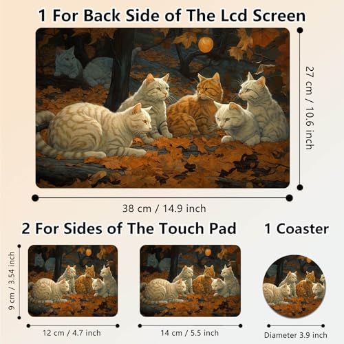 Laptop Skin Sticker Decal 15.6 Inch,12 13 13.3 14 15 15.6 in Laptop Netbook Skins for Notebook,Art Decal Removable Waterproof Scratch Resistant,Universal Vinyl Cover,Autumn Cute Cat - color: Autumn Cute Cat