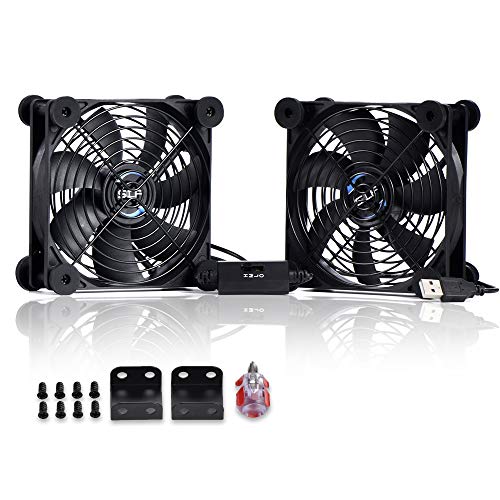 SCCCF Dual 120mm Quiet USB Cooling Fan with Speed Control - 5V Portable Fan for TV， Gaming Console Cooling，Electronics, Router, DVR, PS5/Xbox/PC Cabinet,&Computer - style: USB 120mm Dual Fan