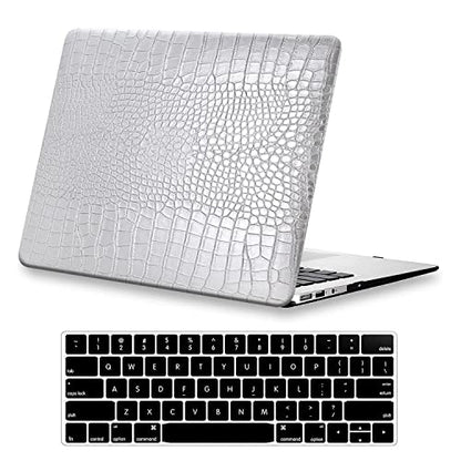 DTangLsm for Crocodile MacBook Air 15 inch Case 2026 2025-2023 M5 M4 M3 M2 | Model A3448 A3241 A3114 A2941, Crocodile Skin Alligator PU Leather Hard Shell Mac Air 15 Case & Keyboard Cover, Shiny Silver - color: Crocodile Shining Silver