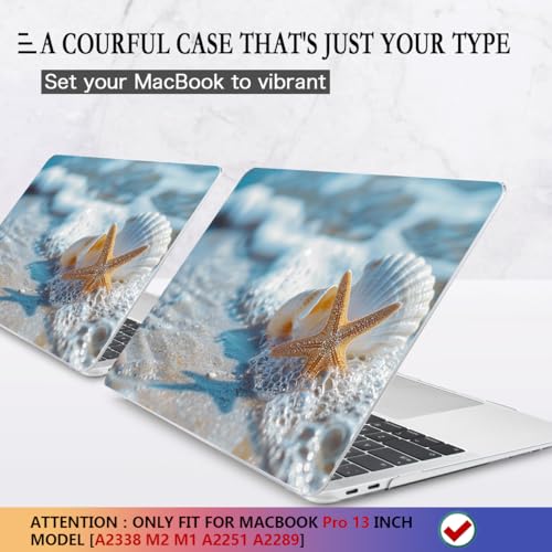 CISSOOK Compatible with MacBook Pro 13-inch Case 2025-2016 Release M2 M1 A2338 A2251 A2289 A2159 A1706 Model with Touch Bar, Plastic Hard Shell Protective Case with Keyboard Cover, Beach&Shell - color: Pro13inch-Beach&Shell