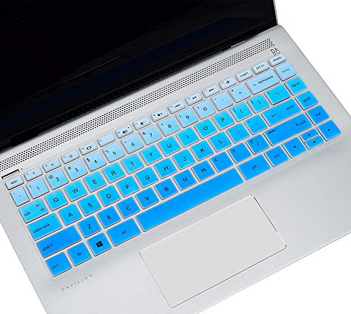 Keyboard Cover for HP Pavilion x360 14 & HP Laptop 14-dq 14-fq 14-cd/ce/cf 14-dk 14m-dh 14-dq0052dx 14-dq5043cl 14-fq1023cl 14-fq1074nr 14-dk0002dx 14-dh2011nr 14t-dq300 14m-cd0003dx 14-cf2112wm Skin - color: Ombre Blue