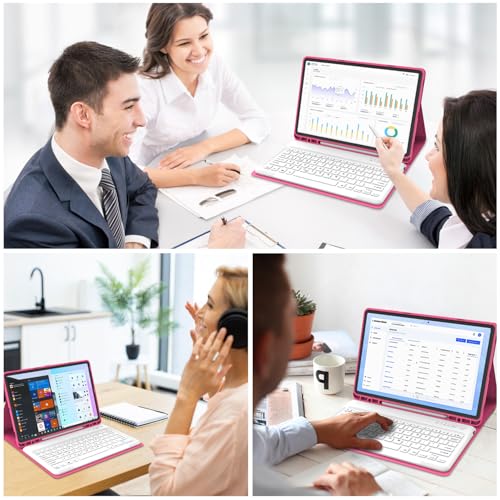 Galaxy Tab S9 FE+/ S9+ /S10+ 12.4 Inch Case with Keyboard, Detachable Bluetooth Keyboard with Pen Holder for Samsung Tab S10+ Plus/S9+ Plus/S9 FE+ Plus 5G 12.4", Pink - color: Pink, size: S9FE+ 12.4"