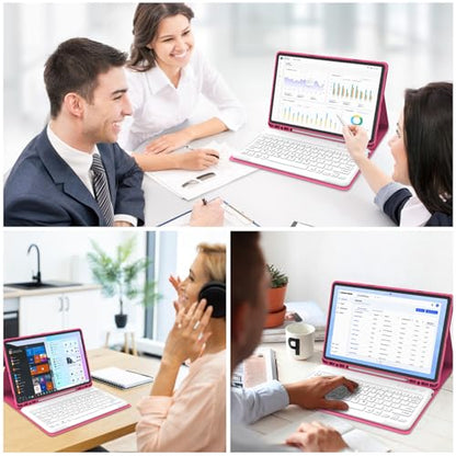 Galaxy Tab S9 FE+/ S9+ /S10+ 12.4 Inch Case with Keyboard, Detachable Bluetooth Keyboard with Pen Holder for Samsung Tab S10+ Plus/S9+ Plus/S9 FE+ Plus 5G 12.4", Pink - color: Pink, size: S9FE+ 12.4"