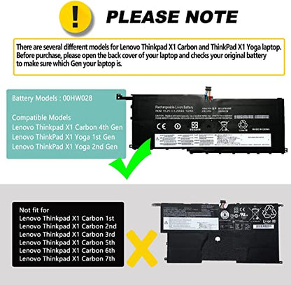 00HW028 01AV458 01AV439 SB10F46466 Battery for Lenovo Thinkpad x1 Yoga gen Carbon 4th Gen 4 2016 ThinkPad X1 Yoga Gen1/Gen2 Series 01AV409 01AV457 SB10F46467 01AV438 - size: 10.00*3.15*0.31inch 00HW028