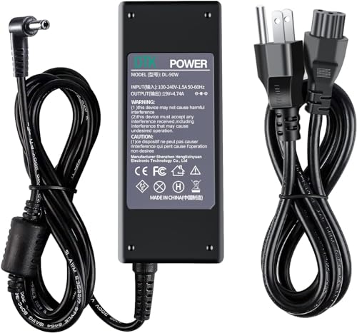 Dtk 19V 4.74A 90W for Asus Toshiba Ac Adapter Laptop Computer Charger Notebook PC Power Cord Supply Source Plug Connector Tip: 5.5 x 2.5mm (Do Not Work with USB C or Square Tip Connectors Size)