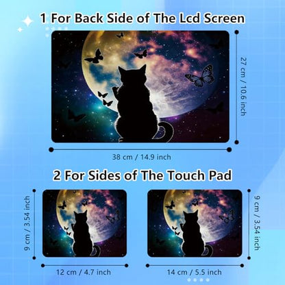 Universal Laptop Skin Sticker Decal for 11.6”12" 13" 13.3" 14" 15" 15.4" 15.6" Reusable Waterproof Scratch-Scratch Resistant Protective Vinyl Laptop Notebook Skin Stickers,Cute Cat and Butterfly Moon - color: Cute Cat and Butterfly Moon