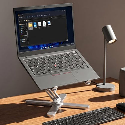 Model-X 2.0 Laptop Stand, Laptop Stand for Desk Adjustable Height | 360 Rotating Laptop Riser Aluminum Portable Foldable Computer Stand for MacBook Pro Air 10–17 in (Polar White) - color: Polar White