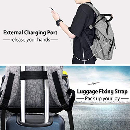 Hap Tim Laptop Backpack 15.6/14/13.3 Inch Laptop Bag Travel Backpack for Women/Men Waterproof School Computer Bag Large Capacity Bookbag for College/Travel/Business (7651EU), Grey, 15.6 inches, Casual - color: Grey