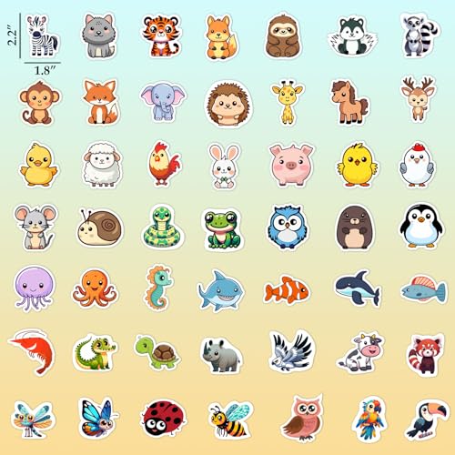 RINOLY 100 PCS Water Bottle Stickers for Kids,Waterproof Vinyl Animal Stickers for Kids,Skateboard,Laptop Stickers for Girls Boys Classroom Prizes | Vinyl Stickers Kids Girls Boys,Back to School,Classroom Prizes,Party Favors,Christmas Stocking Stuffers,Ea