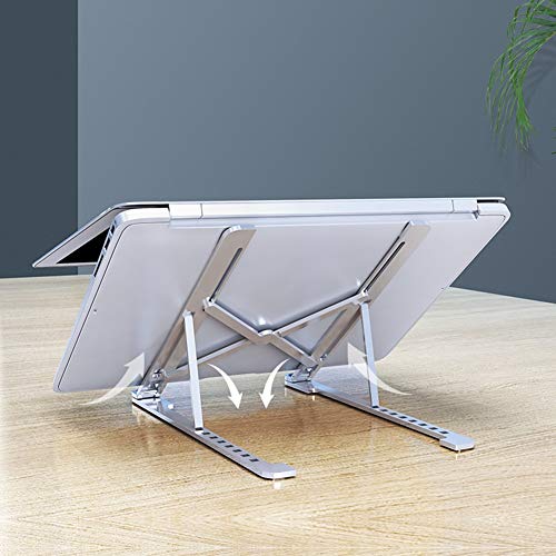 Laptop Stand Portable Heights Adjustable Aluminum Alloy Desktop Ventilated Cooling Holder Folding - color: E
