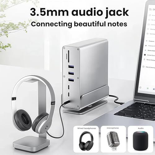 15-in-1 USB C Hub/Docking Station Dual Monitor 2 HDMI with Ethernet PD | 4k HD Triple Display (2x HDMI+1x DP), Gigabit Ethernet, 100W PD Charging, 20X Faster Transfer (10Gbps) with USB 3.2,TF/SD