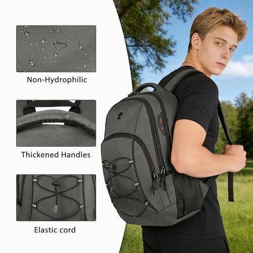 Goloni Travel Backpack, 17 Inch Laptop Backpack for Men Women, Business Backpack with Luggage Strap,Grey - color: Grey
