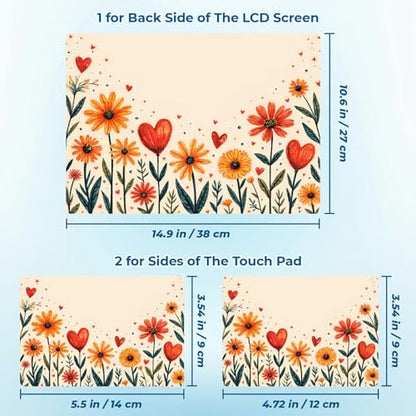 Reusable Universal Laptop Skin Sticker, Cut to Fit for 11.6–15.6 Inch Laptops, Waterproof Protective Film, No-Residue - Heart Flowers - color: Heart Flowers
