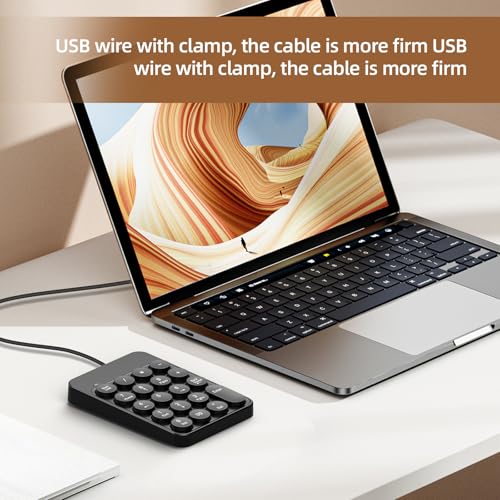 Corded Number Pad Numeric Keypad 19 Keys USB Numpad Portable Financial Accounting Keyboard for Laptop/Computer/Notebook Numeric Keypad