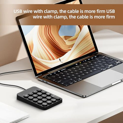 Corded Number Pad Numeric Keypad 19 Keys USB Numpad Portable Financial Accounting Keyboard for Laptop/Computer/Notebook Numeric Keypad