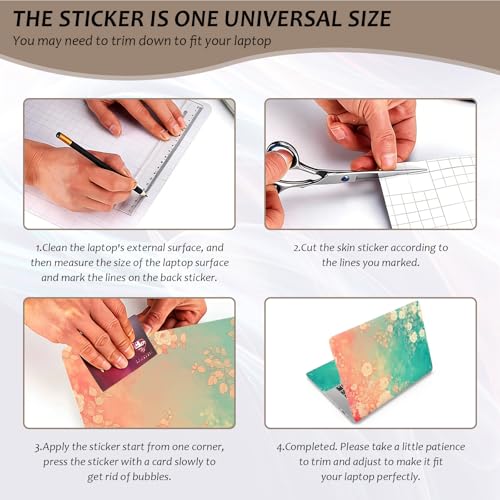 Laptop Skin 12.1-15.6 inch Removable Universal Reusable Laptop Sticker Decal,Waterproof No Residue Vinyl Cover,Scratch-Resistant Cuttable Full Wrap Sticker for Notebook, Pastel Rose Floral Print - color: Pastel Rose Floral Print