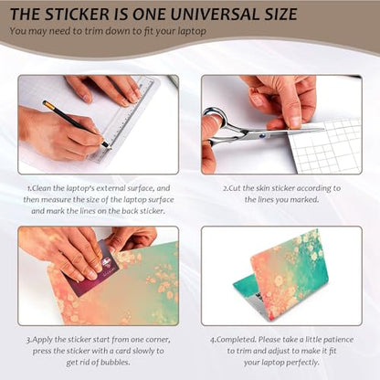 Laptop Skin 12.1-15.6 inch Removable Universal Reusable Laptop Sticker Decal,Waterproof No Residue Vinyl Cover,Scratch-Resistant Cuttable Full Wrap Sticker for Notebook, Pastel Rose Floral Print - color: Pastel Rose Floral Print