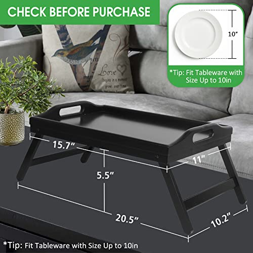 Artmeer Bed Tray Table with Foldable Legs,Bamboo Breakfast Tray with Handles Ideal for Sofa, Bed, Eating,Working,Used As Laptop Desk Snack Tray 2 Pack Black - color: Black-2 Pack
