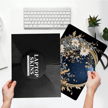 Universal Laptop Skin Sticker with 2 Wrist Pad Skins, Waterproof Scratch Resistant Vinyl Laptop Cover Decal, Cut to Fit for 11–15.6 Inch MacBook HP Dell Lenovo, Flower Moon - color: Flower Moon