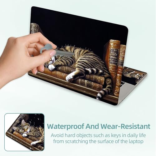 Universal Laptop Skin Decal, 3-Piece Vinyl Protector for 12 13 14 15.6" Notebook, Waterproof Anti-Scratch, Easy Trim & Bubble-Free Finish, Cat Lies on the Shelf - color: Cat Lies on the Shelf