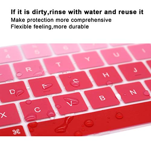 English Silicone Keyboard Cover Skin for MacBook Pro with Touch Bar 13-inch 15-inch (Model A2159, A1989, A1990, A1706, A1707) (2019 2018 2017 2016) USA Layout Protective Skin,Gradient Red - color: Gradient red