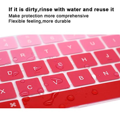 English Silicone Keyboard Cover Skin for MacBook Pro with Touch Bar 13-inch 15-inch (Model A2159, A1989, A1990, A1706, A1707) (2019 2018 2017 2016) USA Layout Protective Skin,Gradient Red - color: Gradient red