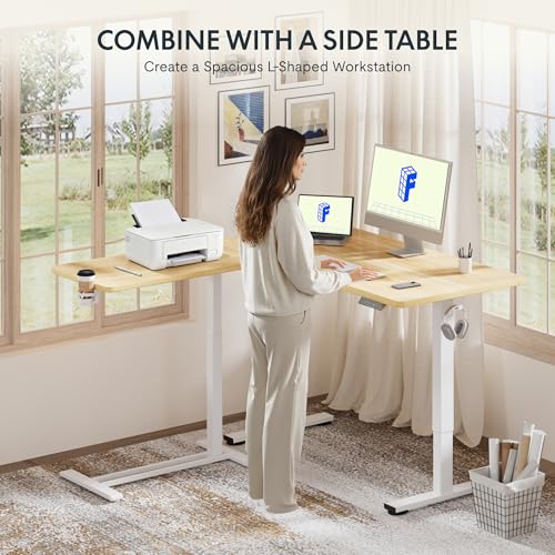 FLEXISPOT H7 28" Pneumatic Height-Adjustable Overbed Table with Wheels | C-shaped bedside table,Medical End Table,Rolling Cart TV Tray,Laptop desk for Hospital Home office use,27.6"Wx15.7"D,Maple - color: Maple, size: Small