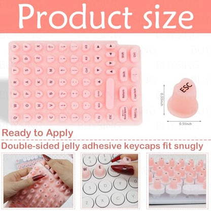 Heart-Shaped Silicone Keyboard Stickers for Long Nails with Letters | Reusable Non-Slip Keys Cover, Universal Fit for All Keyboards | Washable, Anti-Static & Portable (70 Pcs) - size: Keyboard Stickers