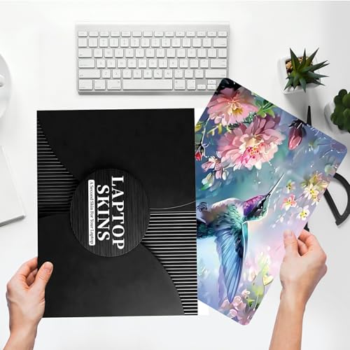 Universal Laptop Skin Sticker with 2 Wrist Pad Skins, Waterproof Scratch Resistant Vinyl Laptop Cover Decal, Cut to Fit for 11–15.6 Inch MacBook HP Dell Lenovo, Hummingbird Flowers - color: Hummingbird Flowers