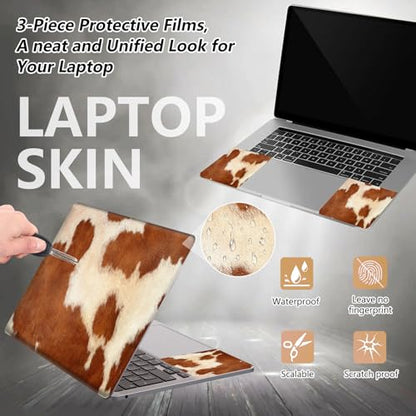 12.1”-15.6” Laptop Skin Sticker (Fits 13”, 13.3”, 14”, 15”, 15.4”) | Reusable Universal Protective Vinyl Art Decal Cover | Waterproof & Scratch-Resistant |Cow Hide Animal Print Brown - color: Cow Hide Animal Print Brown