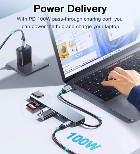 USB C Hub Ethernet HDMI Adapter, 8 in 1 Laptop Docking Station with 4K HDMI, RJ45 Ethernet 100Mbps, SD/TF Card Reader, USB 3.0/2.0, PD 100W, LAN USB C Dongle for MacBook Pro/Air, iPad Pro, XPS, etc