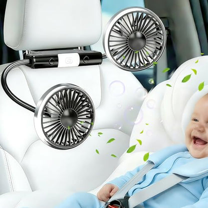 Car Fans for Backseat for Kids, Car Backseat Headrest Fan for Car (No Battery)